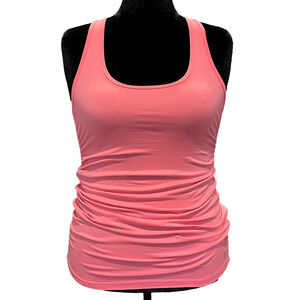 Old Navy Maternity Ruched Racerback Tank Top Neon Pink Orange MM